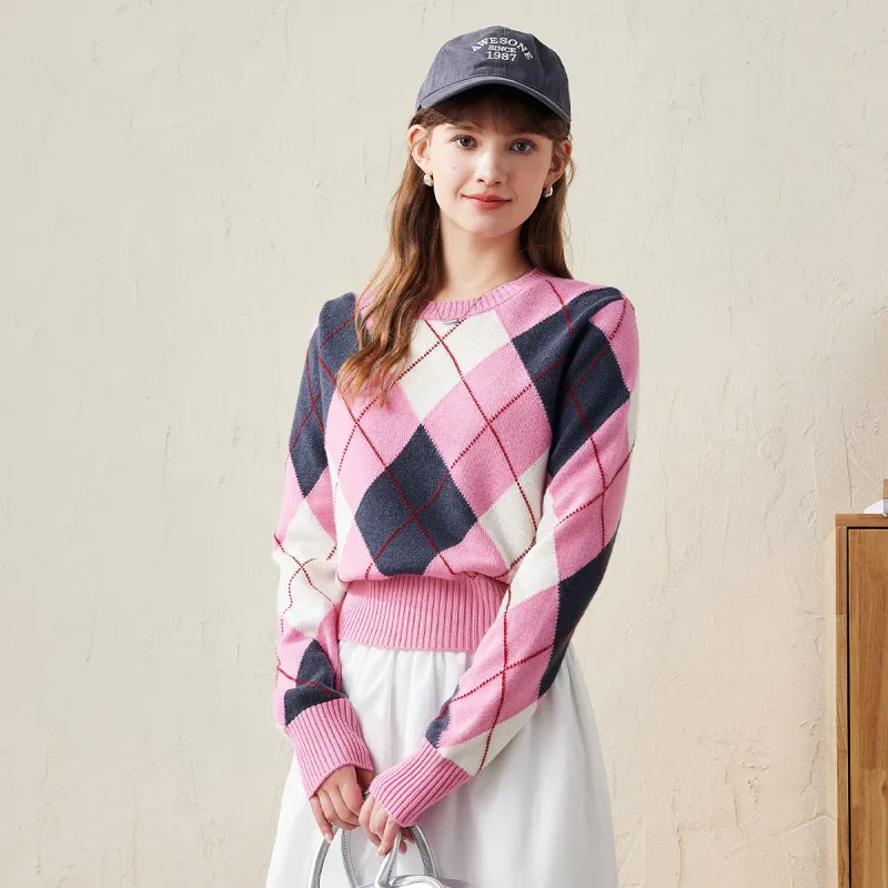 100% Wool Women's Argyle Pattern Knit Sweater sold by COMOBOCA