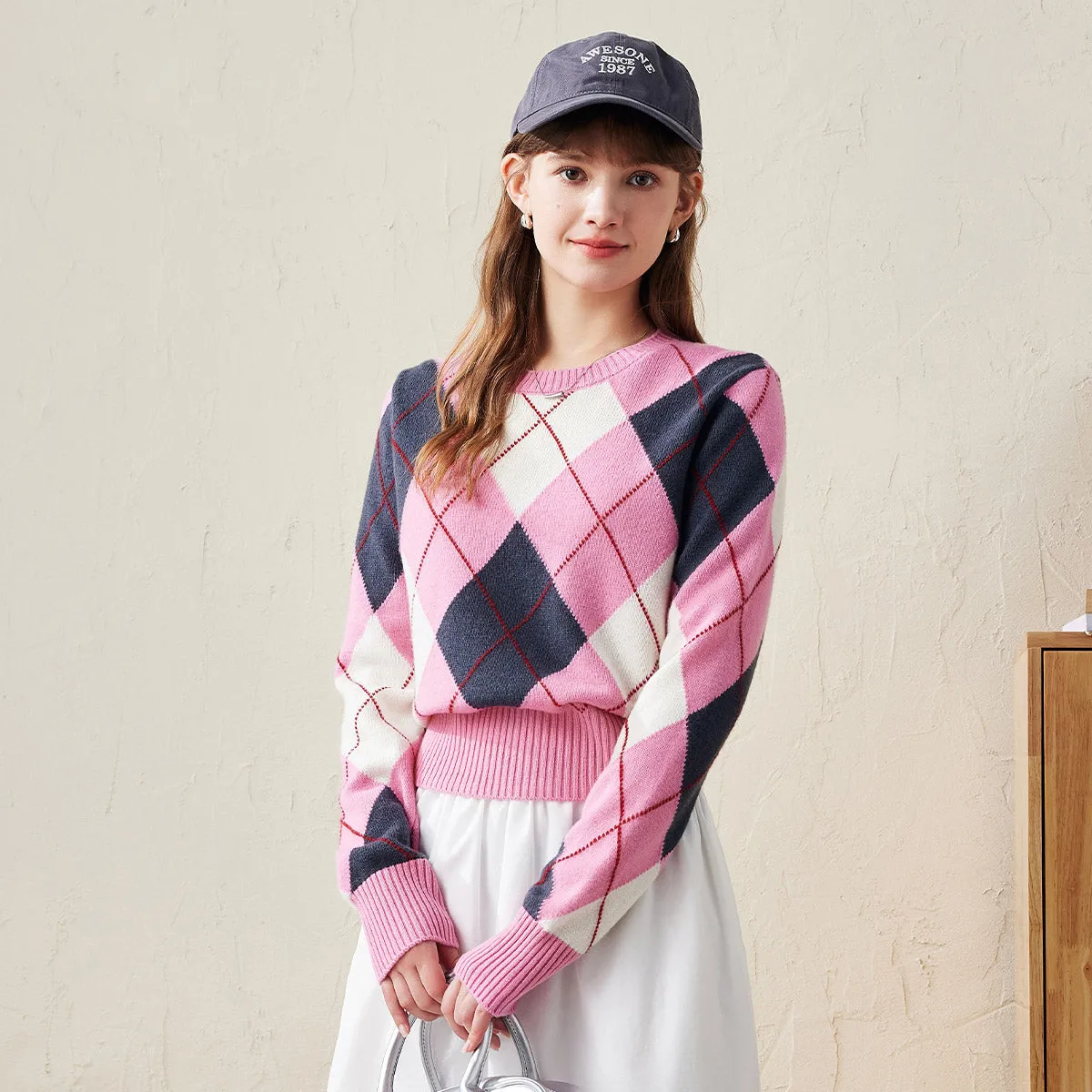 100% Wool Women's Argyle Pattern Knit Sweater sold by COMOBOCA