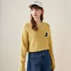 100% Wool Women's Embroidered Patch Knit Sweater sold by COMOBOCA