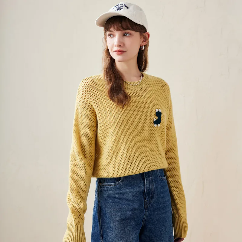 100% Wool Women's Embroidered Patch Knit Sweater sold by COMOBOCA