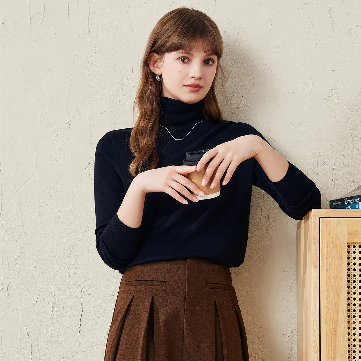 100% Wool Womens Classic Turtleneck Knit Sweater sold by COMOBOCA product image thumbnail 4