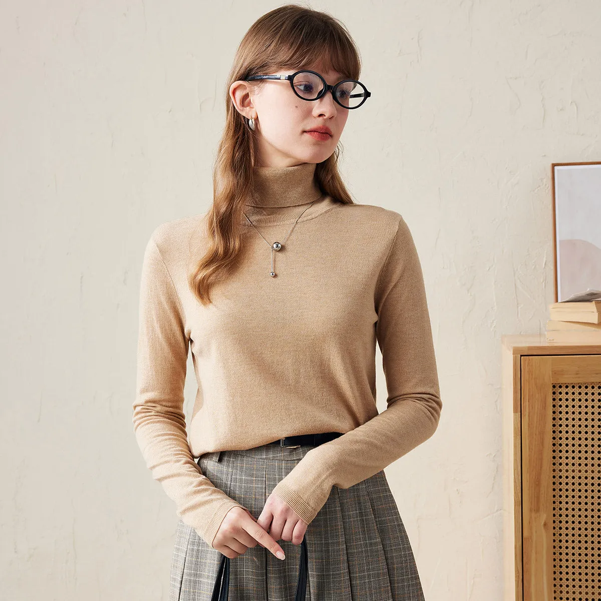 100% Wool Womens Classic Turtleneck Knit Sweater sold by COMOBOCA product image thumbnail 5