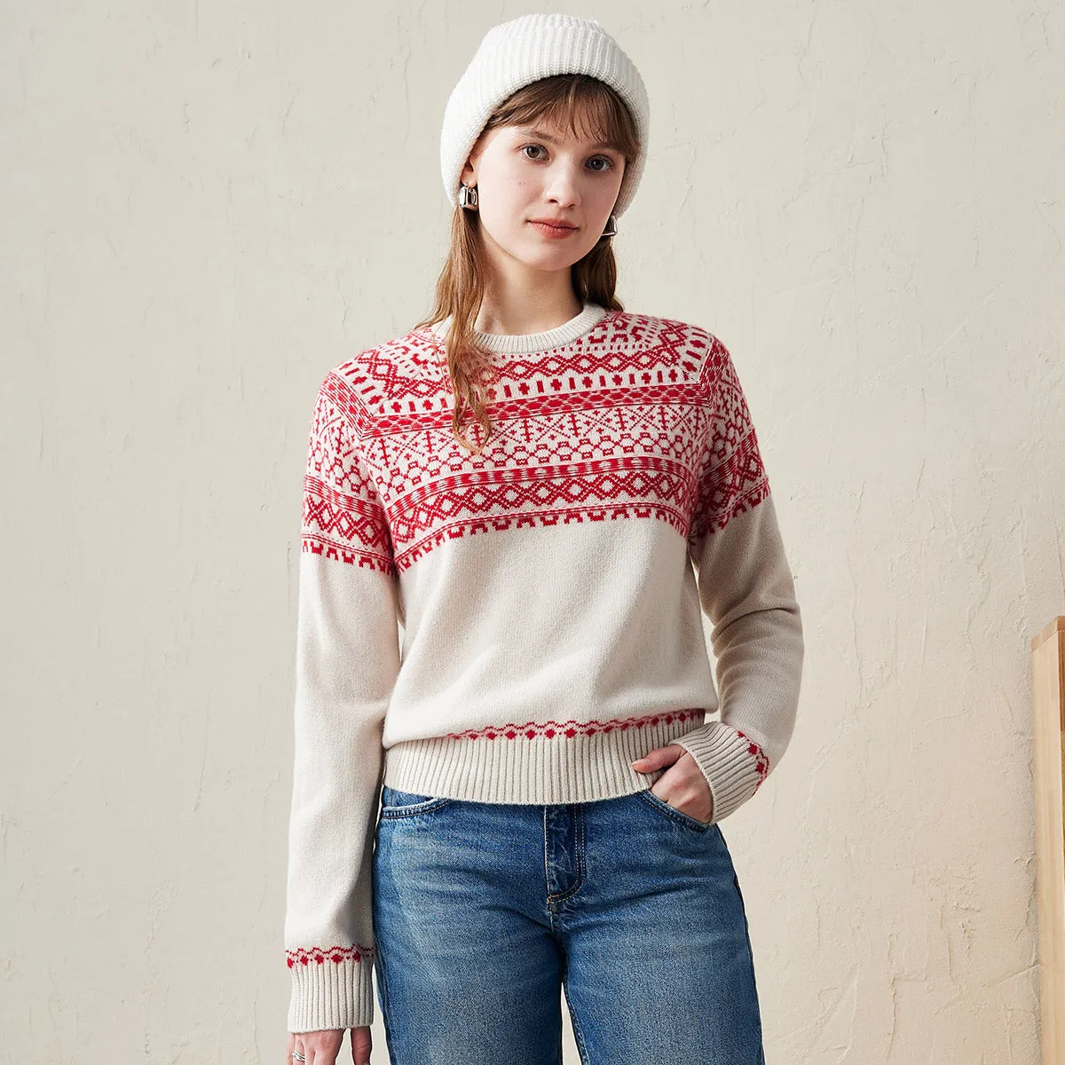 100% Wool Fair Isle Pattern Knit Sweater sold by COMOBOCA product image thumbnail 3