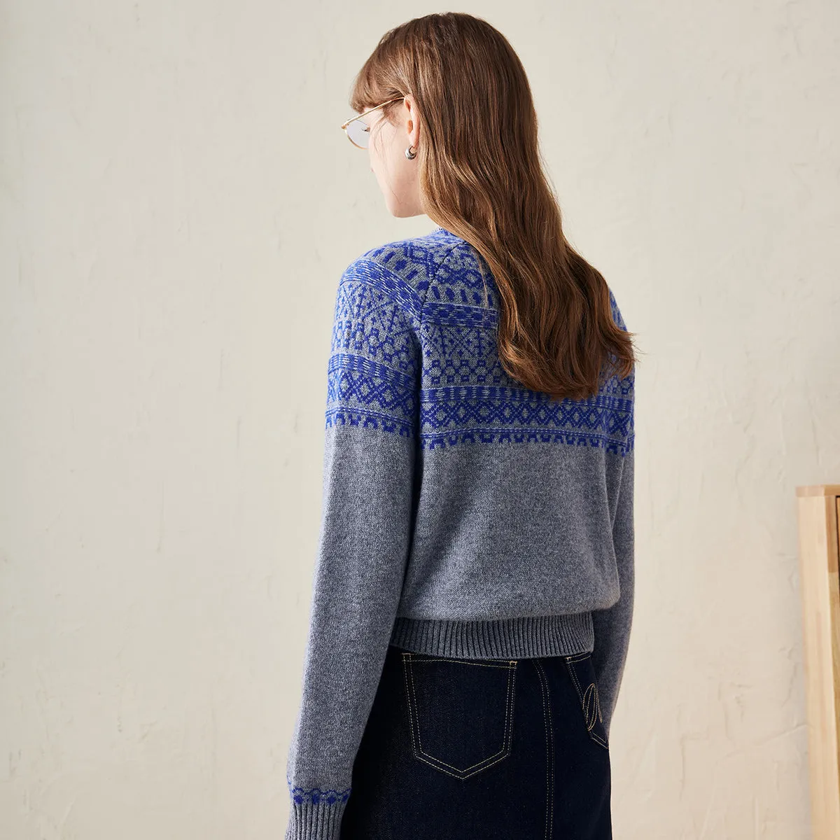 100% Wool Fair Isle Pattern Knit Sweater sold by COMOBOCA product image thumbnail 2
