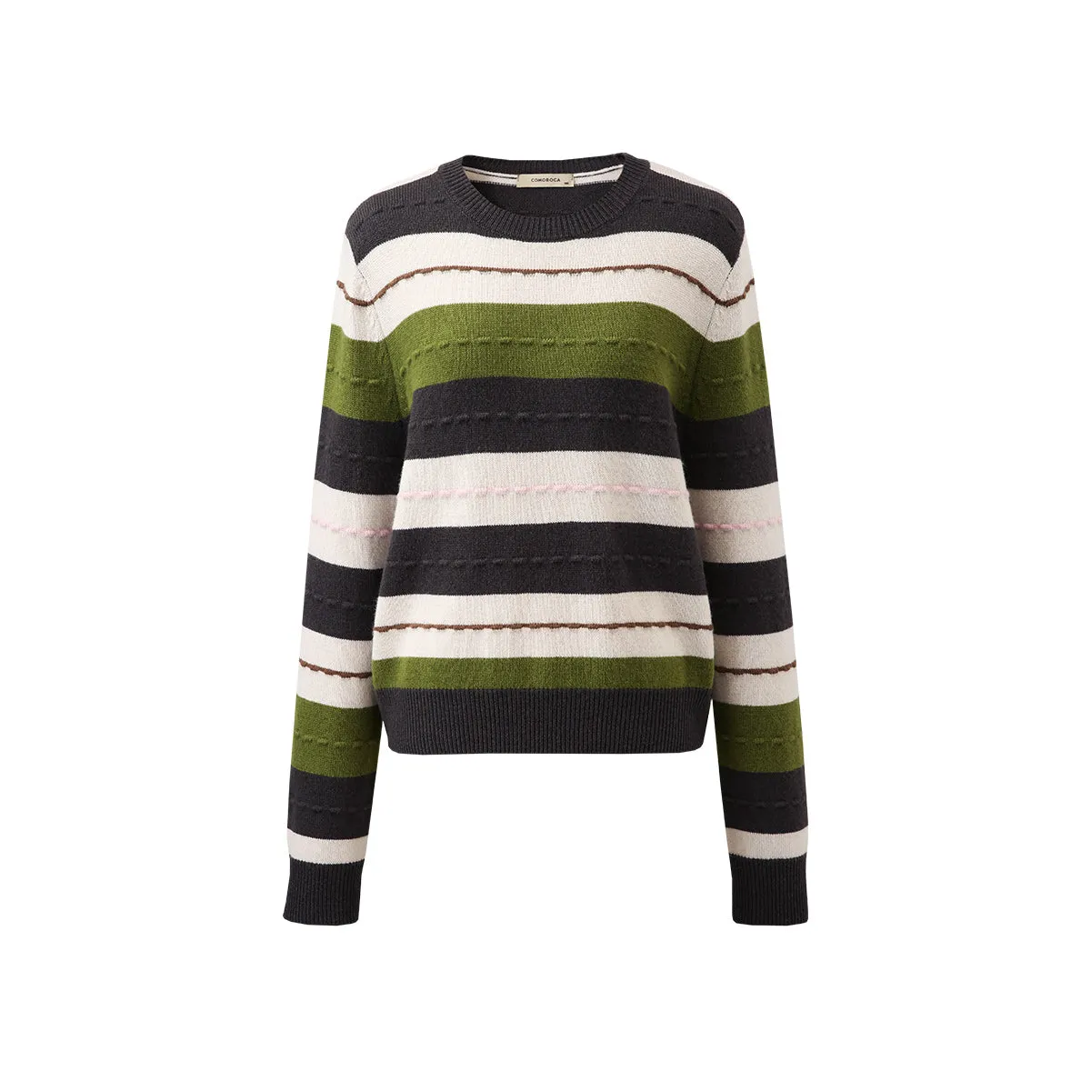 100% Wool Women's Cozy Striped Knit Sweater sold by COMOBOCA product image thumbnail 5
