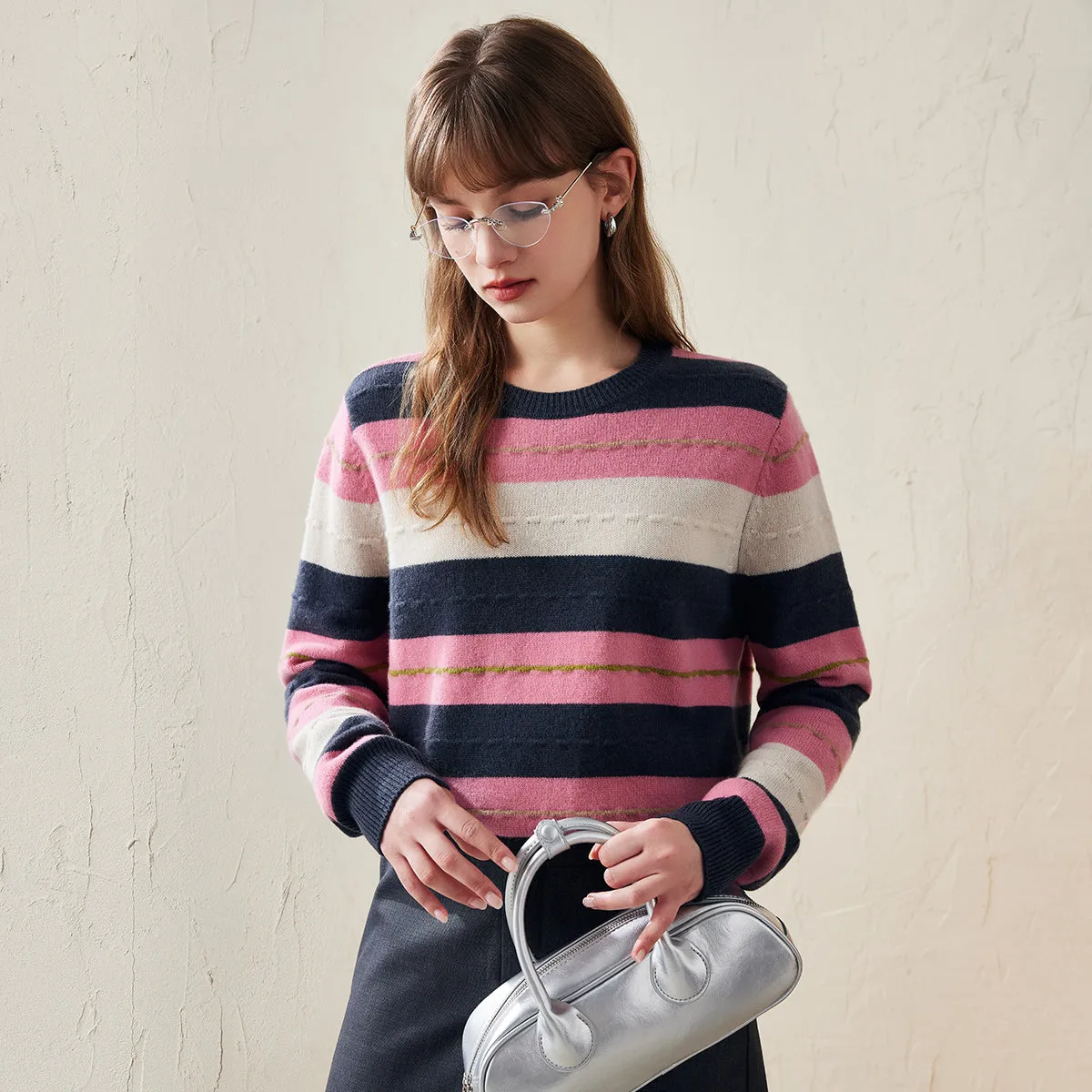 100% Wool Women's Cozy Striped Knit Sweater sold by COMOBOCA