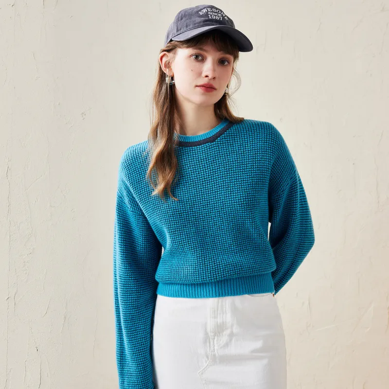 100% Wool Women's Colorblock Raglan Sleeve Sweater sold by COMOBOCA