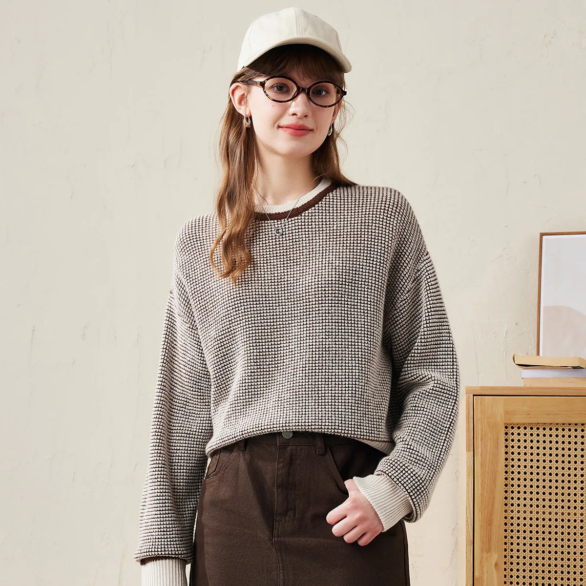 100% Wool Women's Colorblock Raglan Sleeve Sweater sold by CB Cashmere product image thumbnail 2