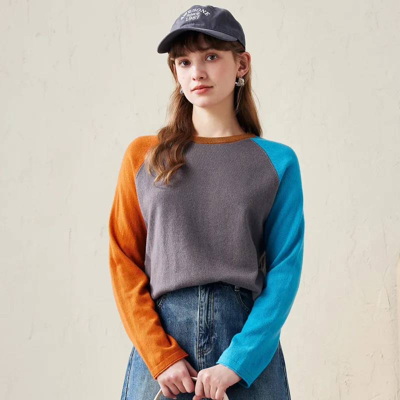 100% Wool Women's Color Block Knit Sweater sold by COMOBOCA