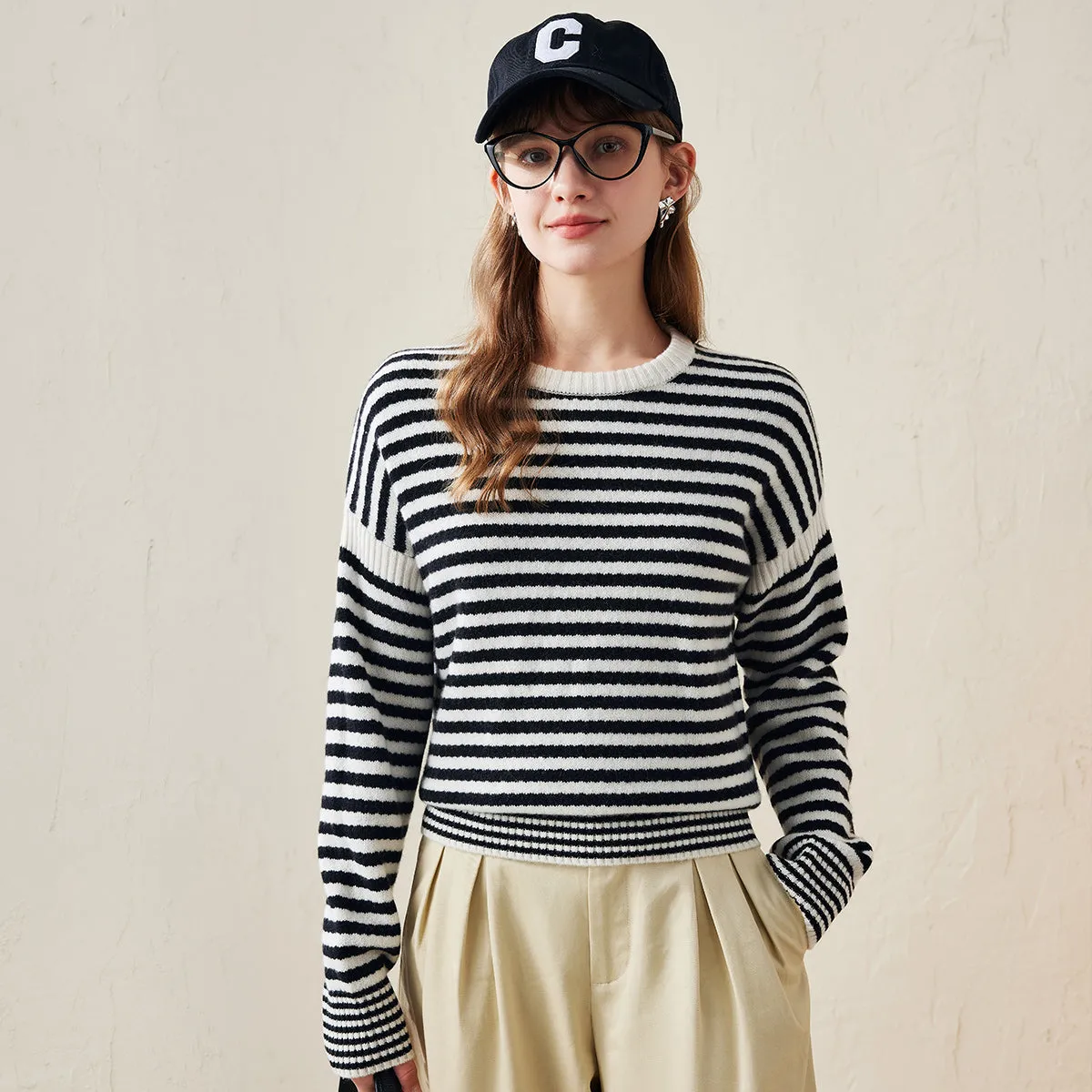 100% Wool Women's Striped Knit Pullover Sweater sold by COMOBOCA