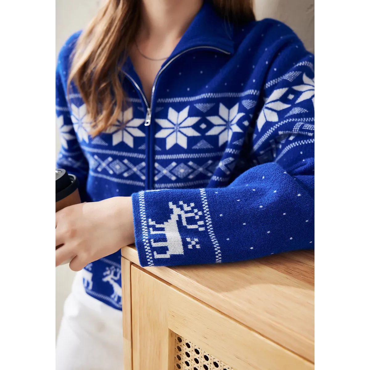 100% Wool Women's Winter Wonderland Knit Cardigan sold by COMOBOCA product image thumbnail 4