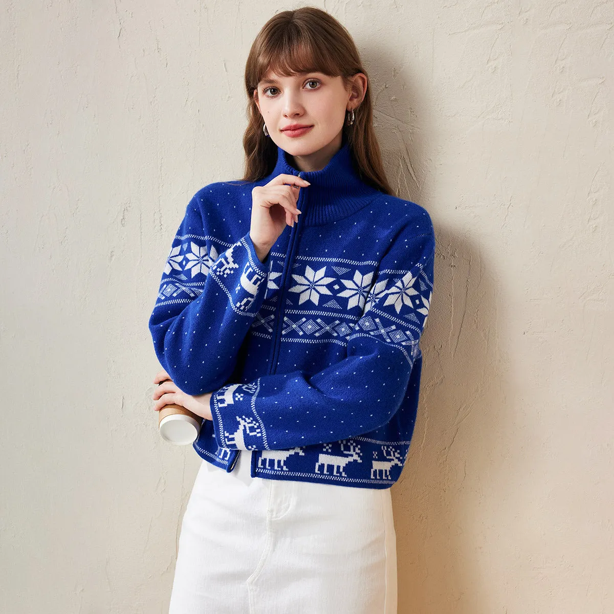 100% Wool Women's Winter Wonderland Knit Cardigan sold by COMOBOCA