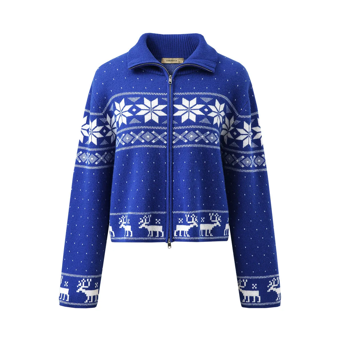 100% Wool Women's Winter Wonderland Knit Cardigan sold by COMOBOCA product image thumbnail 3