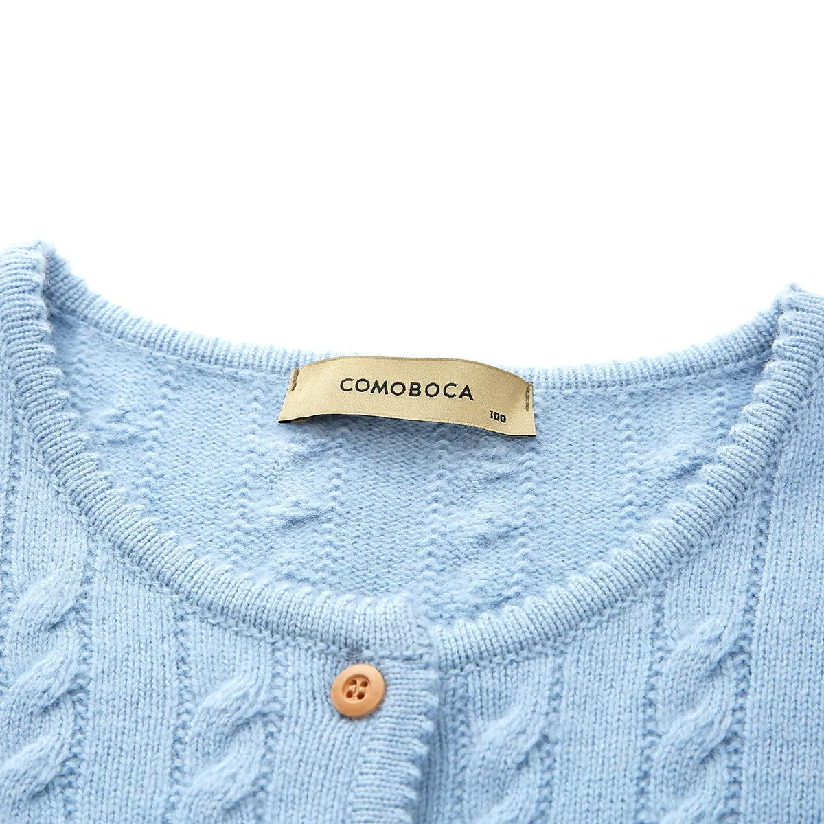 100% Wool Vintage Floral Embroidered Cable Knit Cardigan sold by COMOBOCA product image thumbnail 3