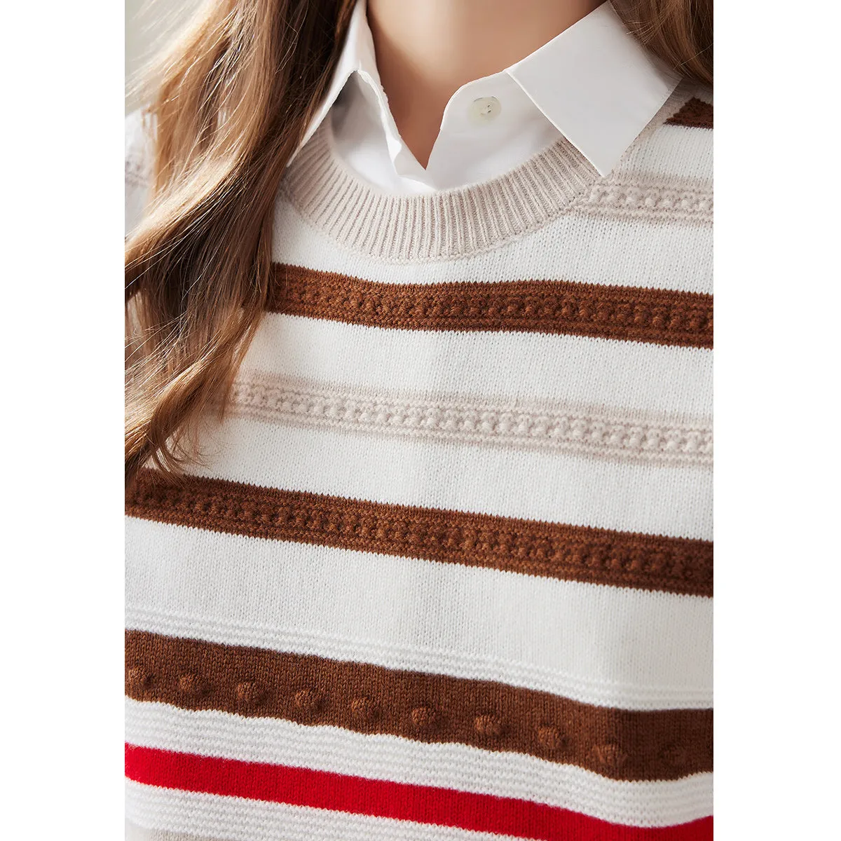 100% Wool Retro Striped Knit Sweater Vest sold by COMOBOCA product image thumbnail 4