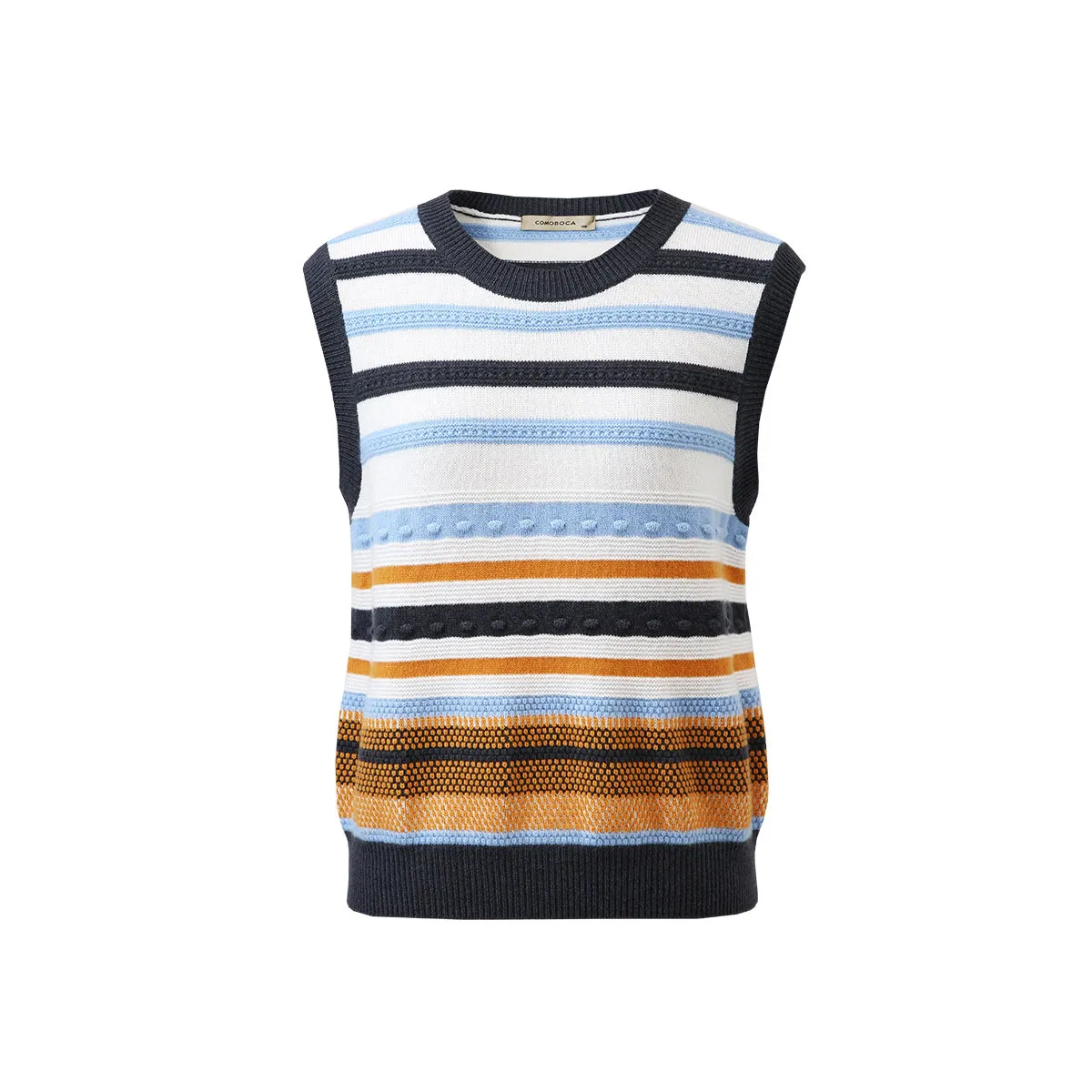 100% Wool Retro Striped Knit Sweater Vest sold by COMOBOCA product image thumbnail 3
