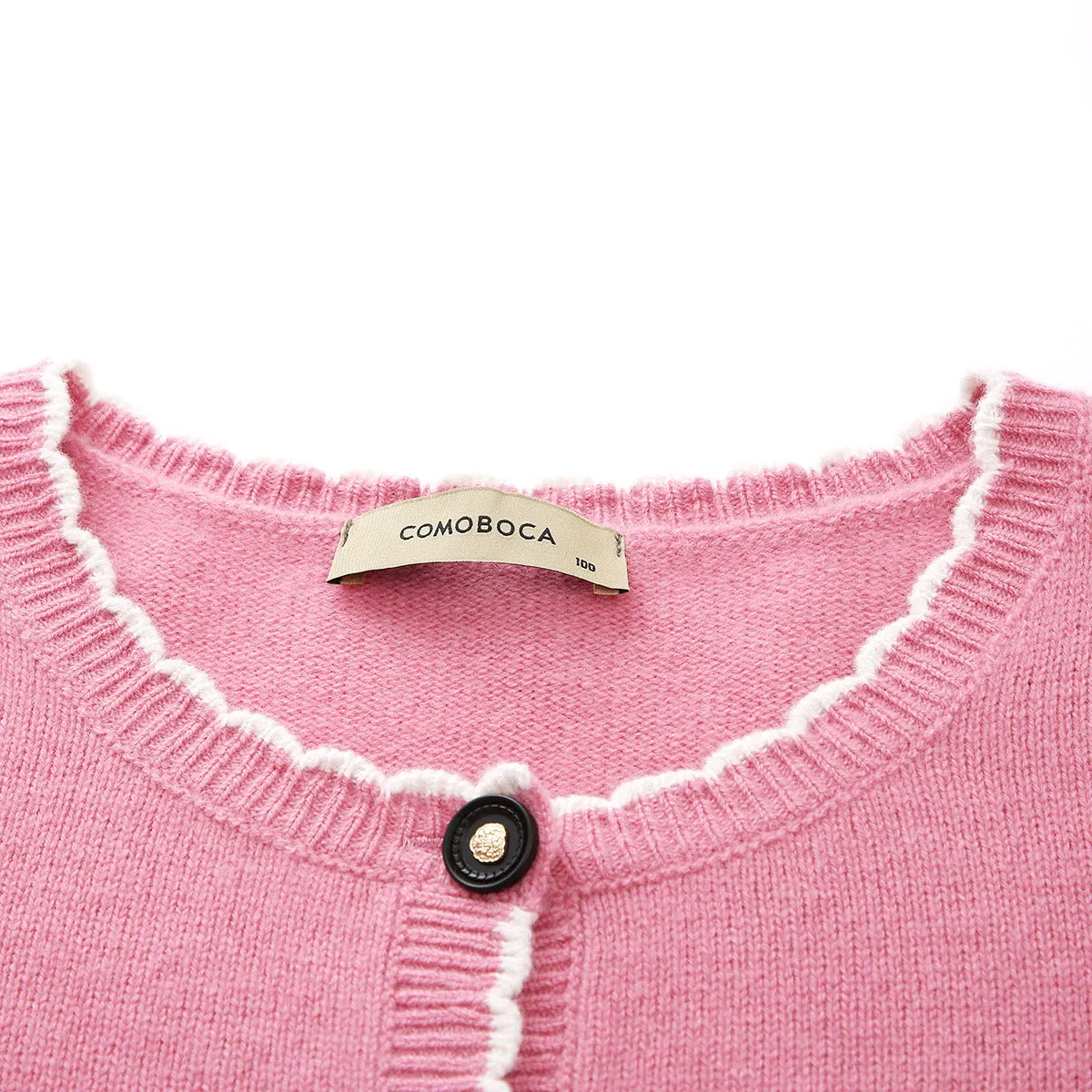 100% Wool Elegant Scallop Trim Knit Cardigan sold by COMOBOCA product image thumbnail 4