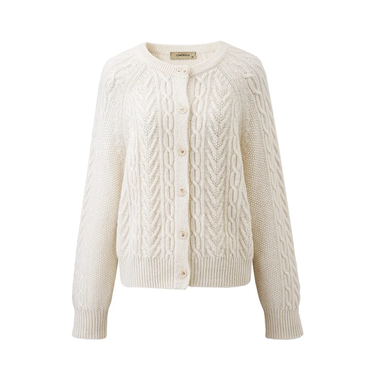 100% Wool Women's Cable Knit Button Cardigan sold by COMOBOCA product image thumbnail 4