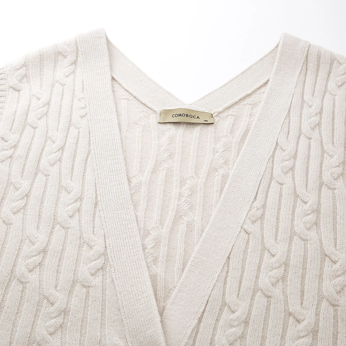 100% Wool Women's Cable Knit Button-Front Vest sold by COMOBOCA product image thumbnail 5