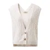 100% Wool Women's Cable Knit Button-Front Vest sold by COMOBOCA