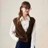100% Wool Women's Cable Knit Button-Front Vest sold by COMOBOCA