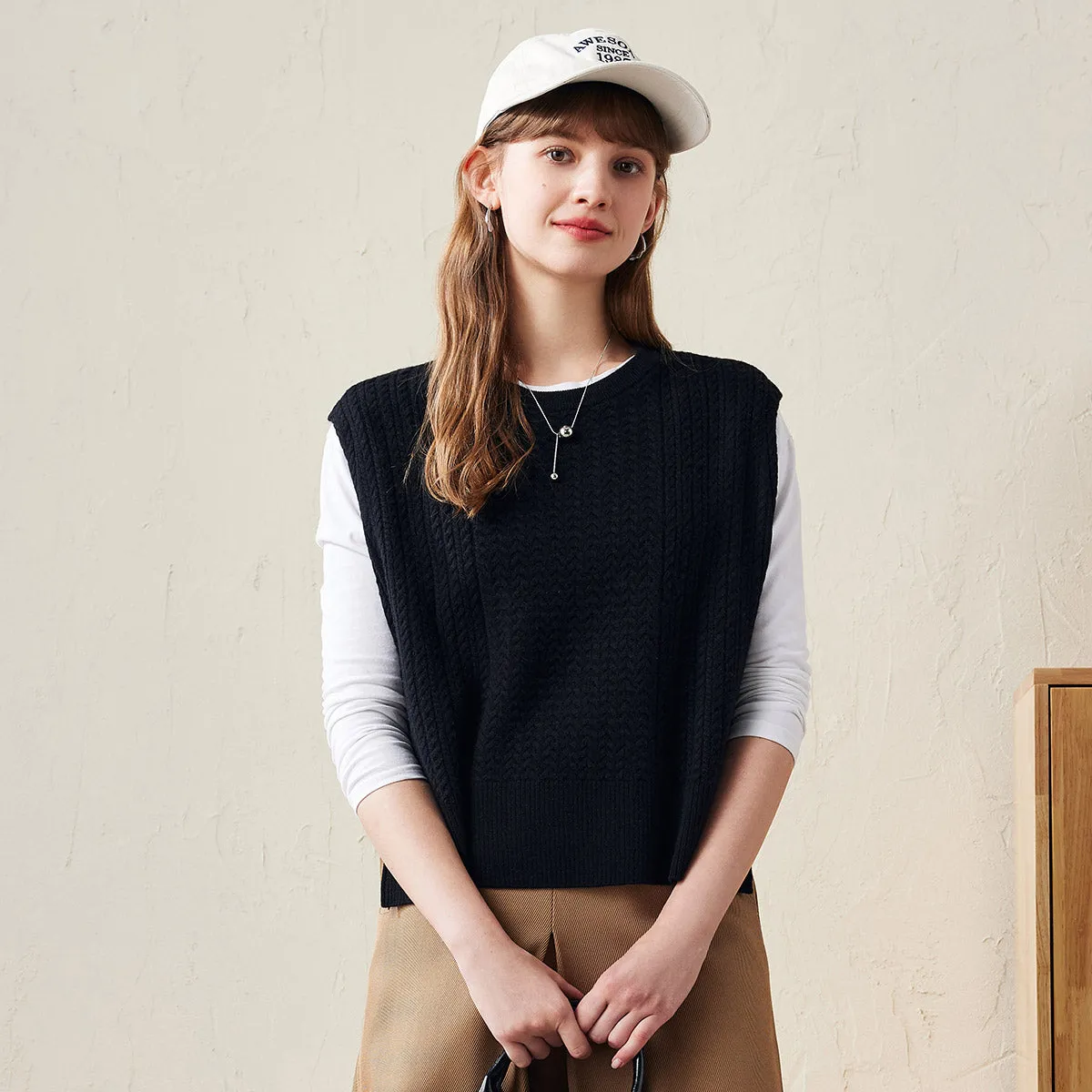 100% Wool Women's Knit Sleeveless Sweater Vest sold by CB Cashmere