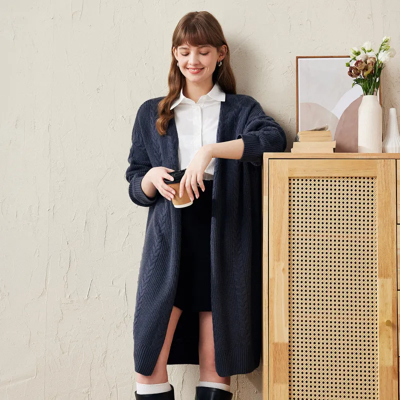 100% Wool Women's Cozy Cable Knit Long Coat sold by COMOBOCA