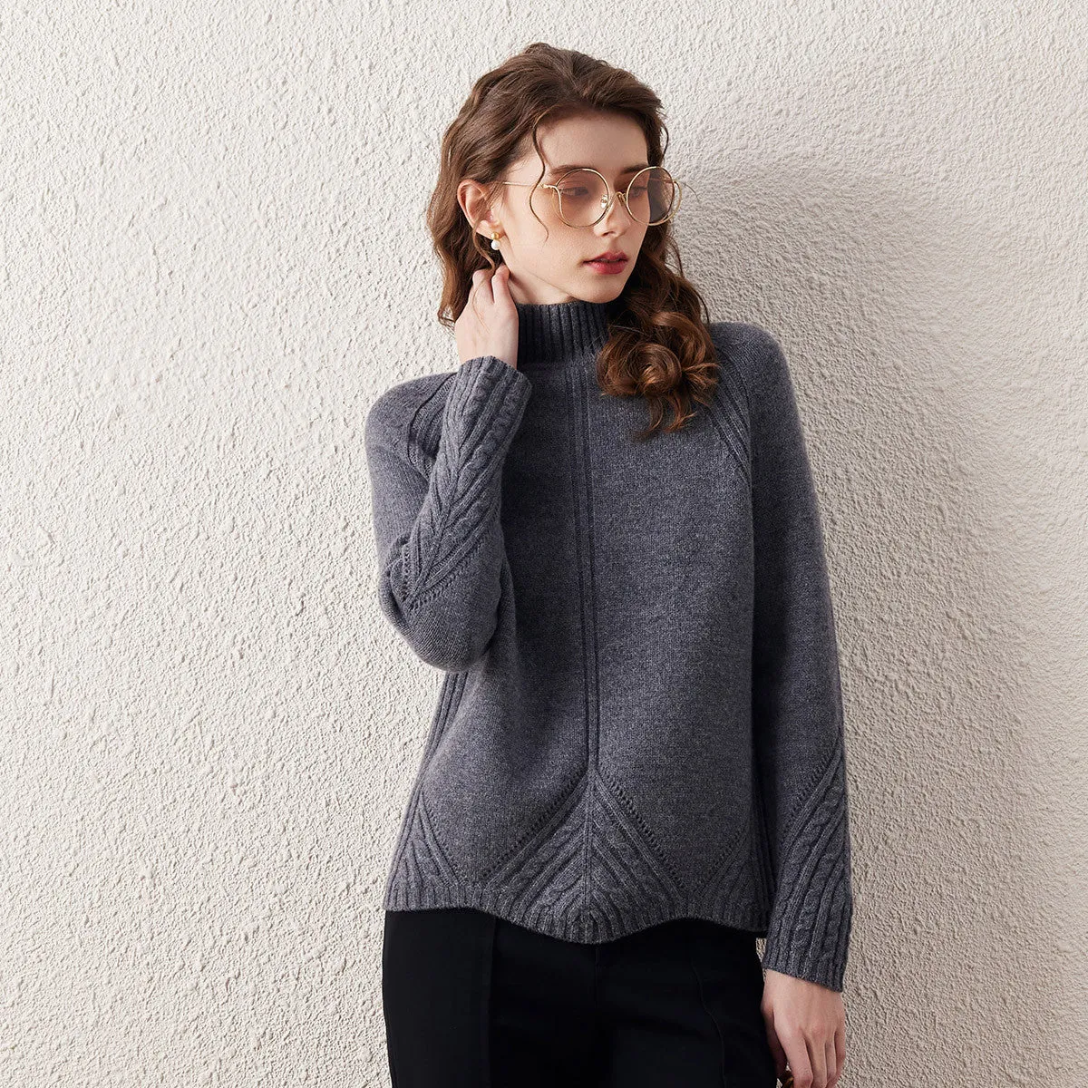 100% Wool Mock Neck Cable Knit Sweater sold by COMOBOCA