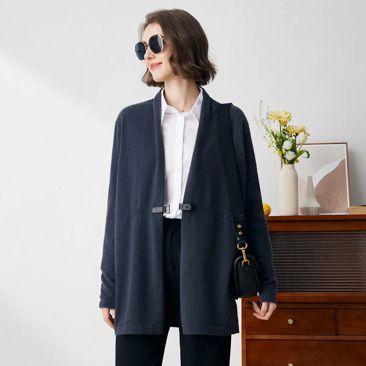 100% Cashmere Women's Leather Buckle Knit Coat sold by COMOBOCA