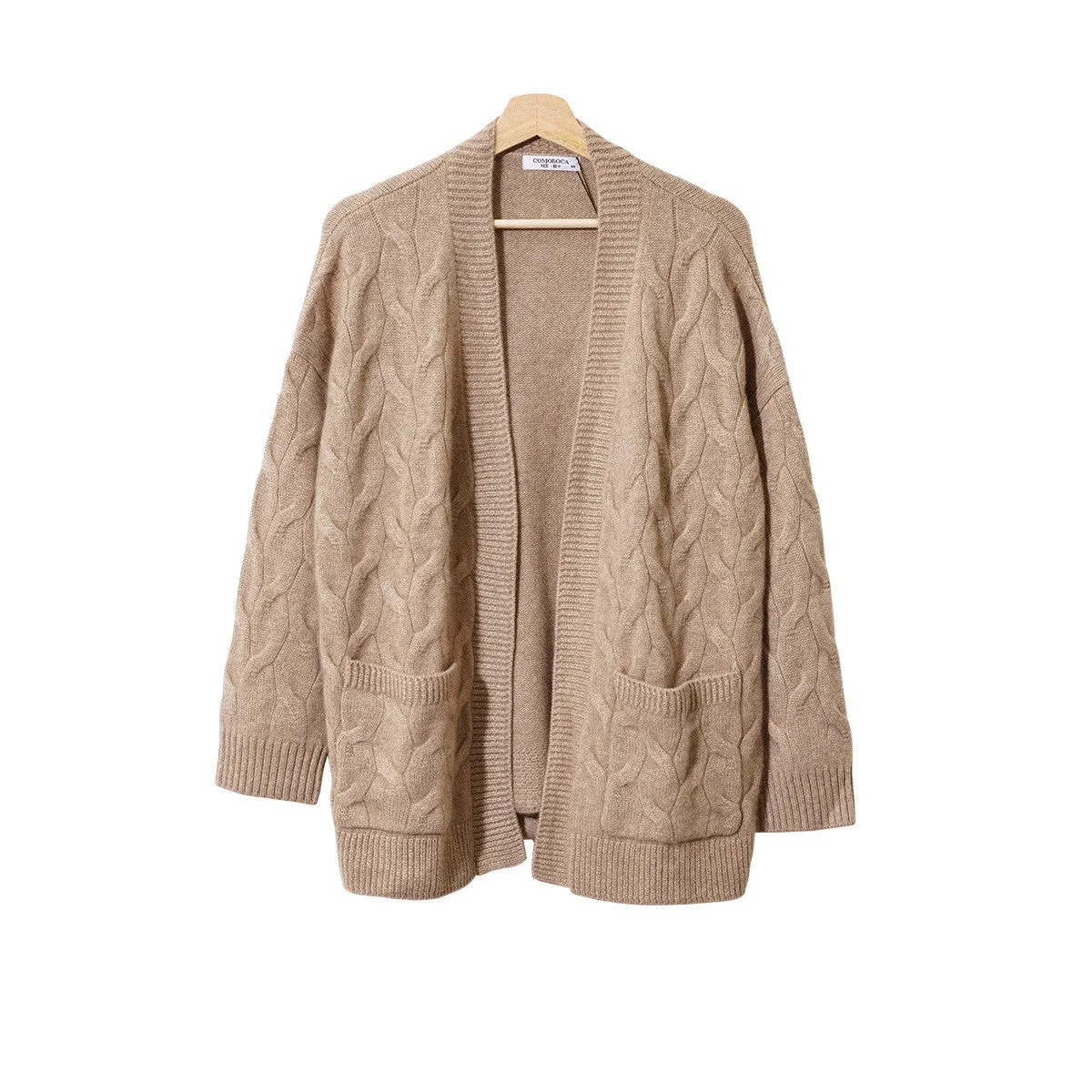 100% Cashmere Cable Knit Tie Coat sold by COMOBOCA product image thumbnail 4