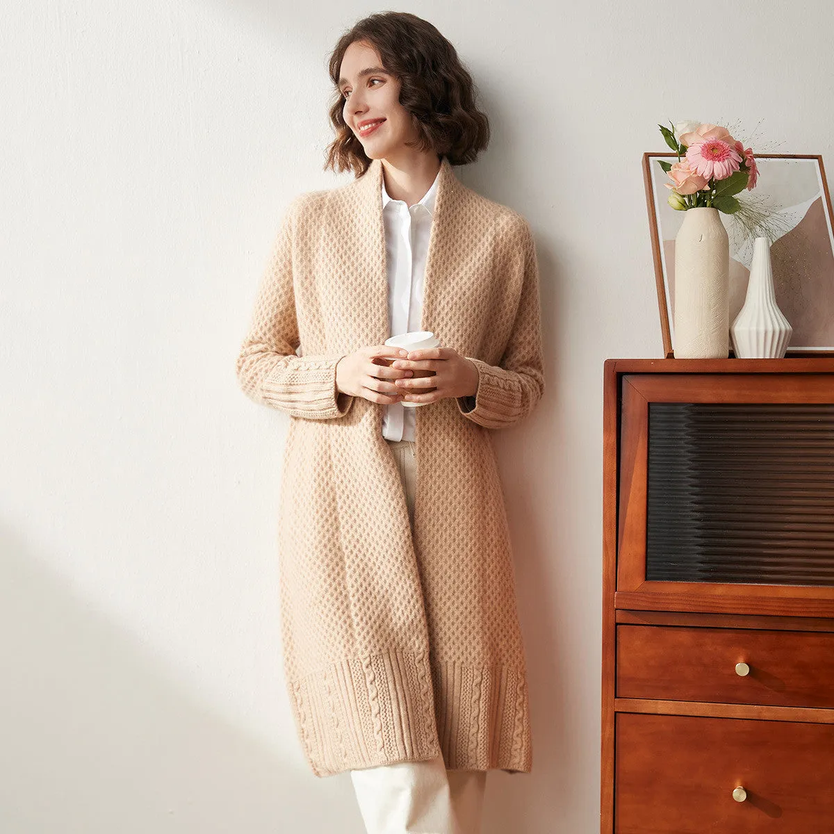 100% Cashmere Women's Knit Cardigan Coat sold by COMOBOCA product image thumbnail 4