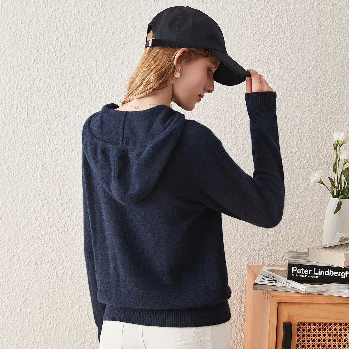 100% Cashmere Casual Knitted Hoodies sold by COMOBOCA product image thumbnail 2