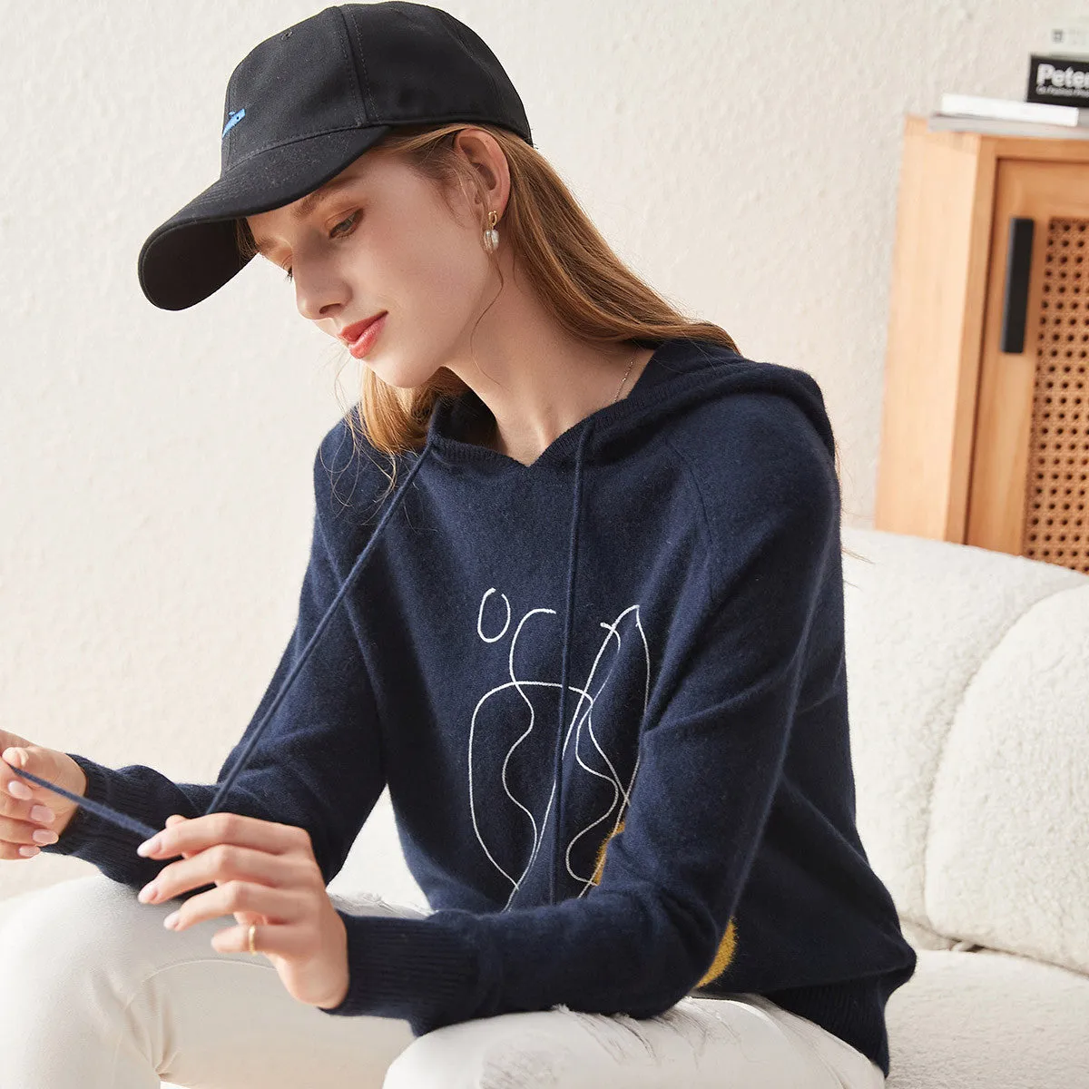 100% Cashmere Casual Knitted Hoodies sold by COMOBOCA product image thumbnail 3