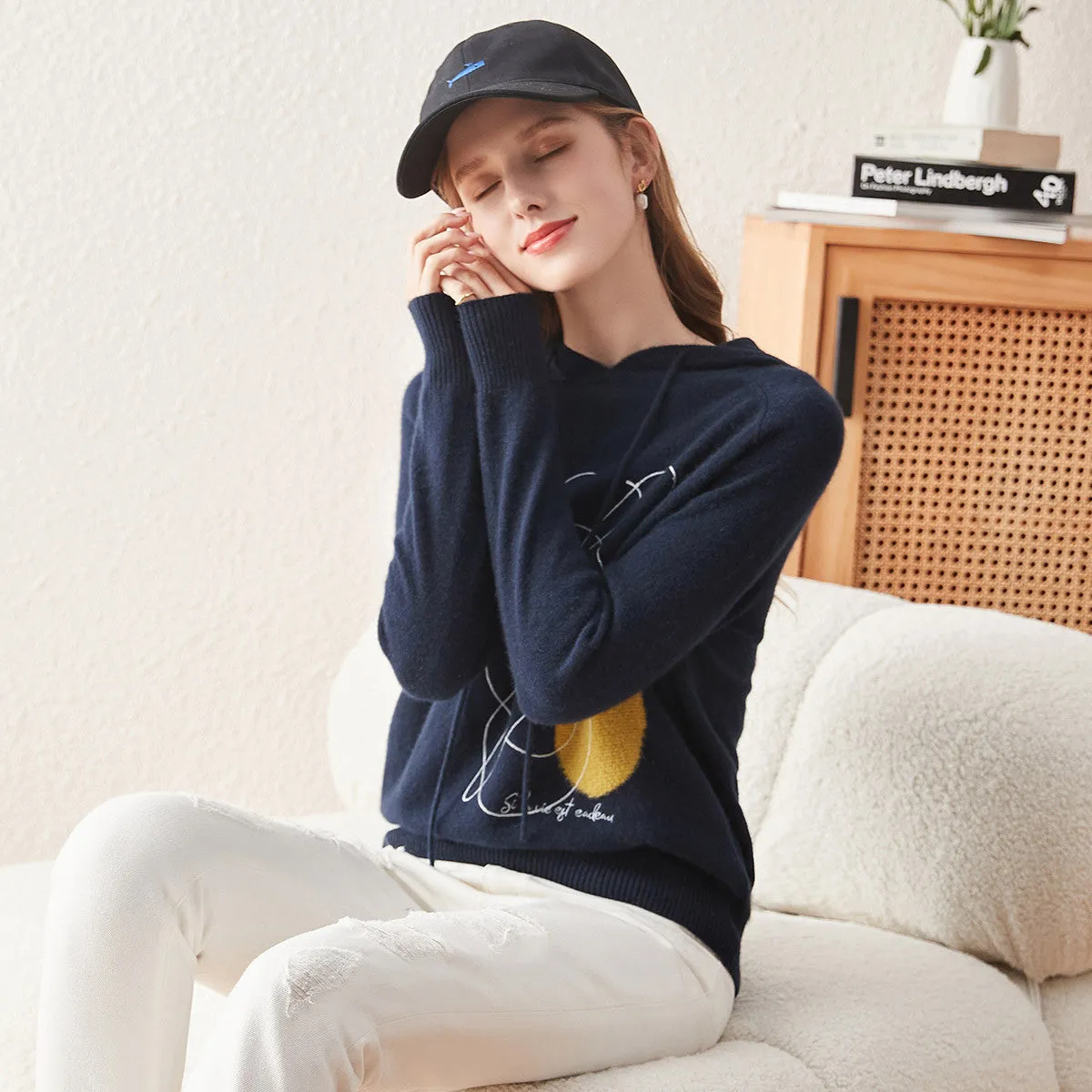 100% Cashmere Casual Knitted Hoodies sold by COMOBOCA