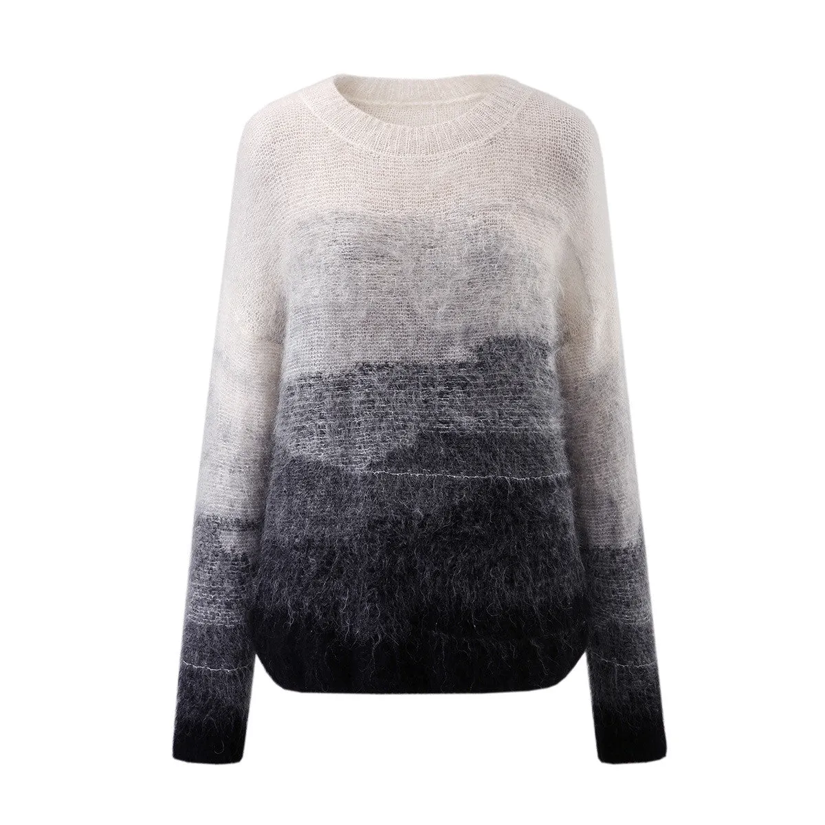 Women's Mohair Crew Neck Gradient Knit Sweater sold by COMOBOCA product image thumbnail 3