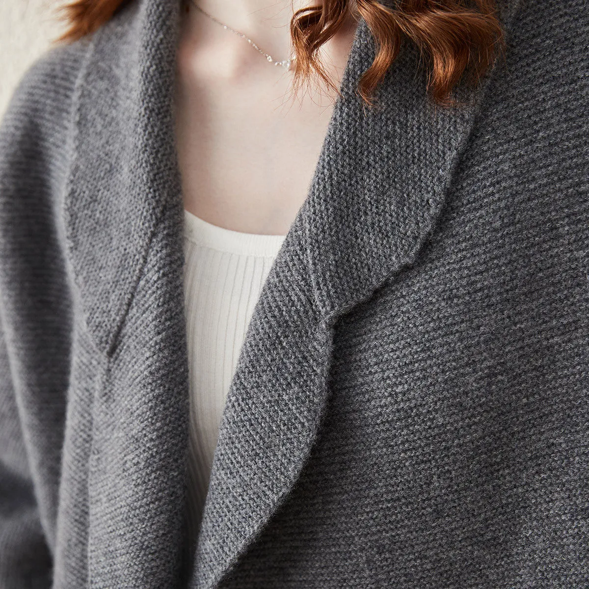 100% Wool Women's Loose Knit Blazer Coat sold by COMOBOCA product image thumbnail 5