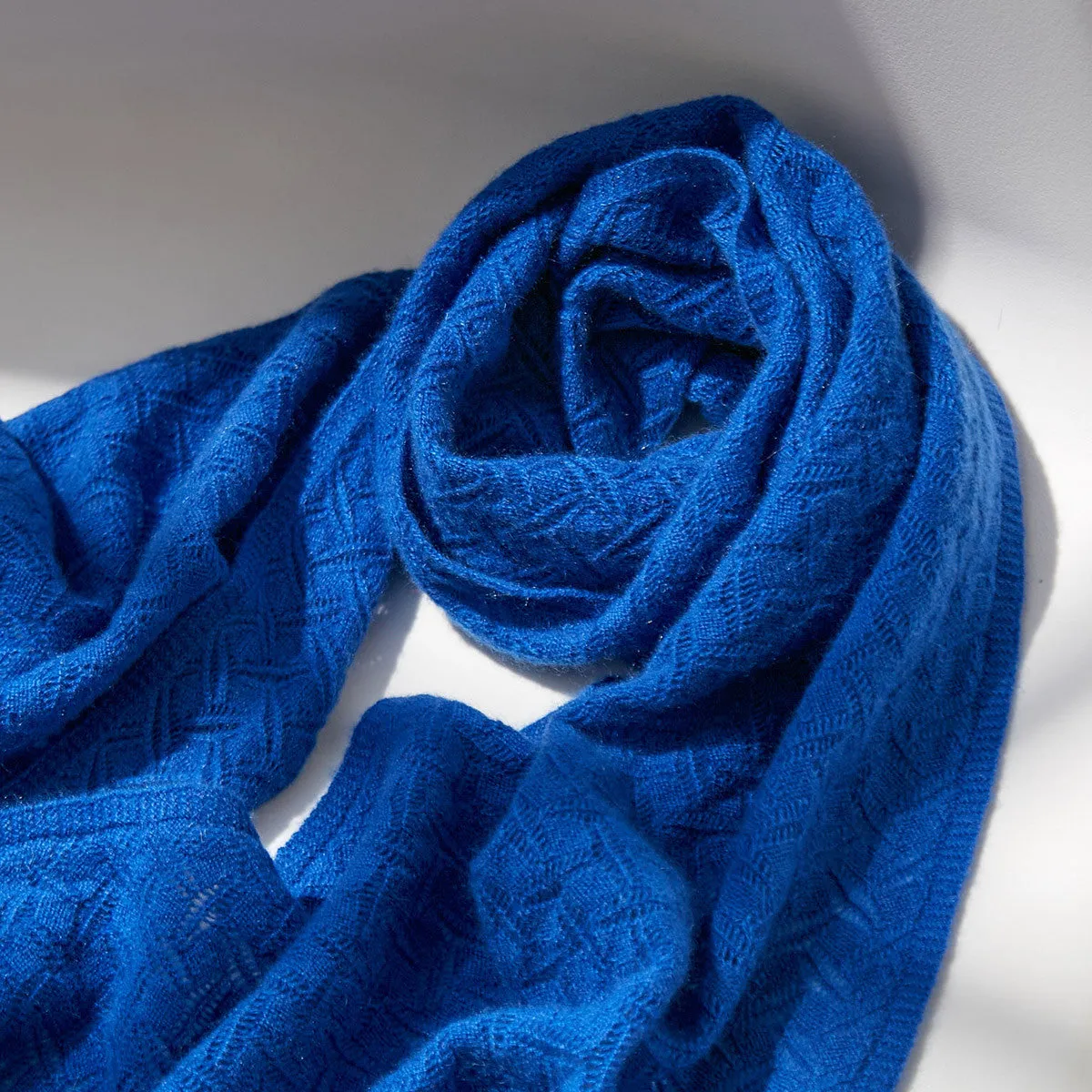 100% Cashmere Solid Color Knit Scarf sold by COMOBOCA product image thumbnail 2