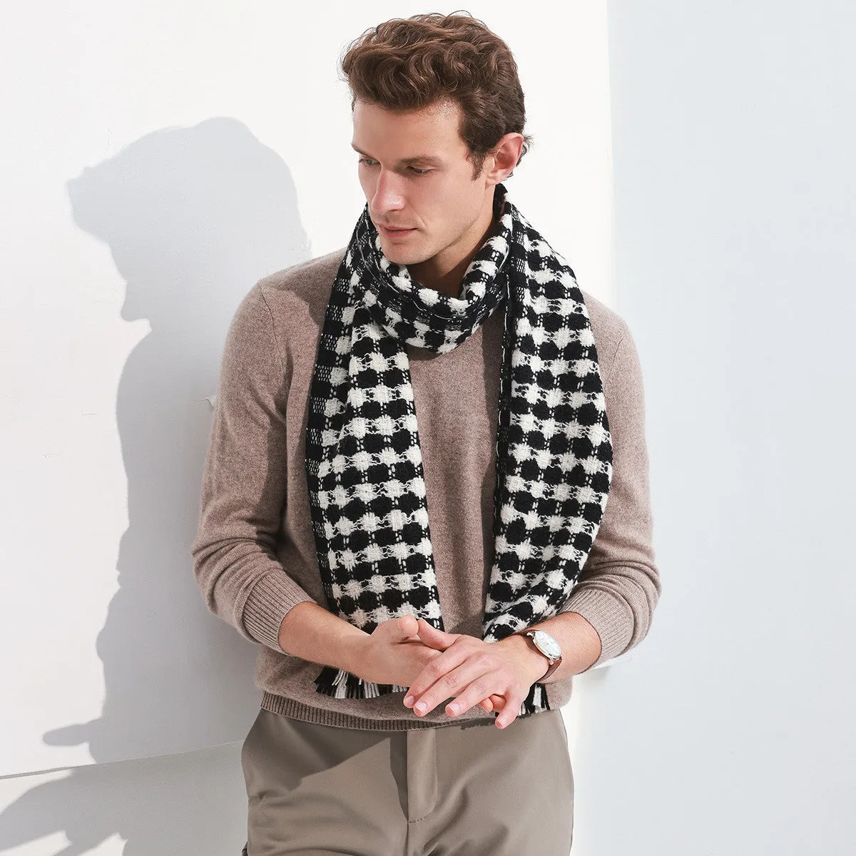 100% Wool Fringe Dense Knit Scarf sold by COMOBOCA product image thumbnail 5