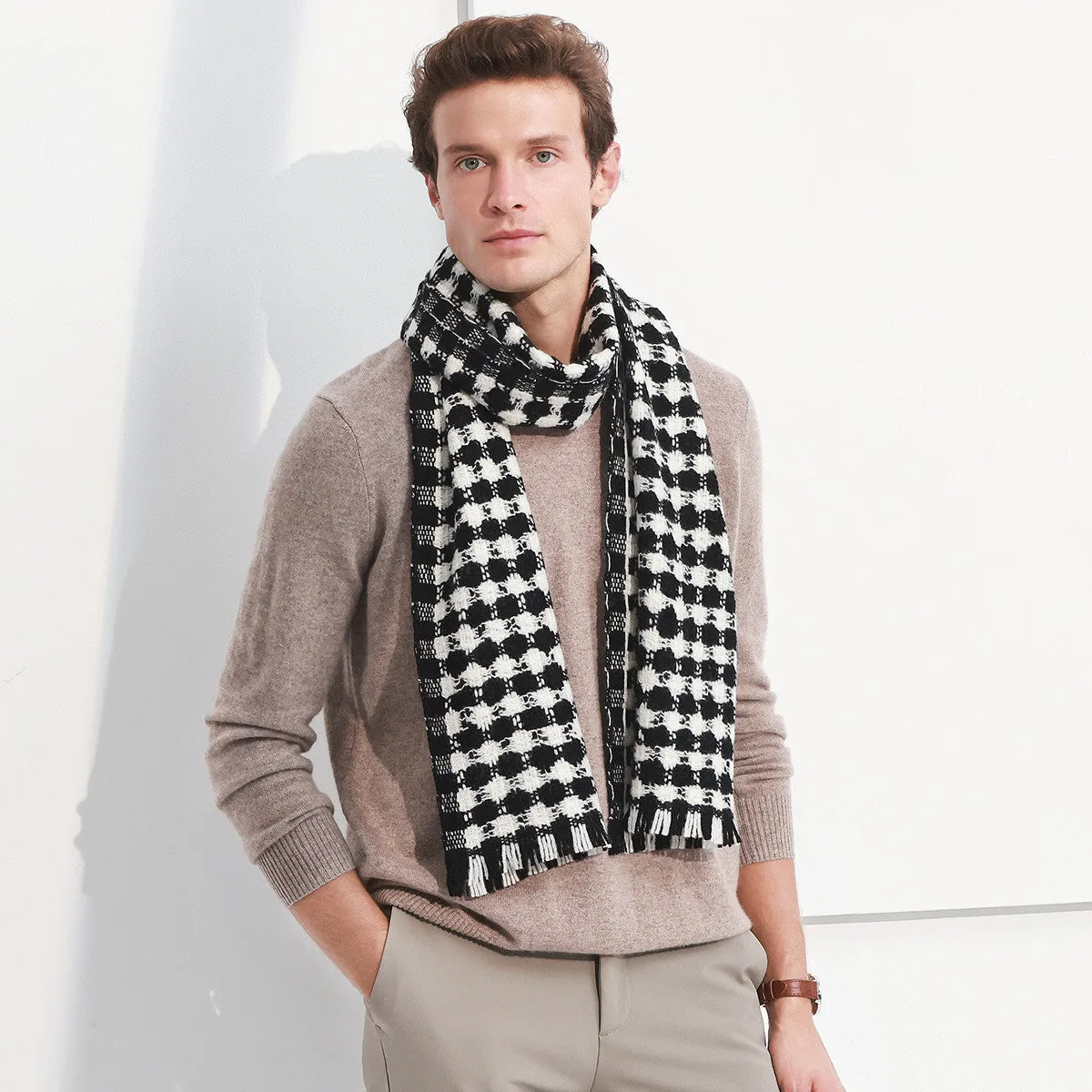 100% Wool Fringe Dense Knit Scarf sold by COMOBOCA product image thumbnail 3