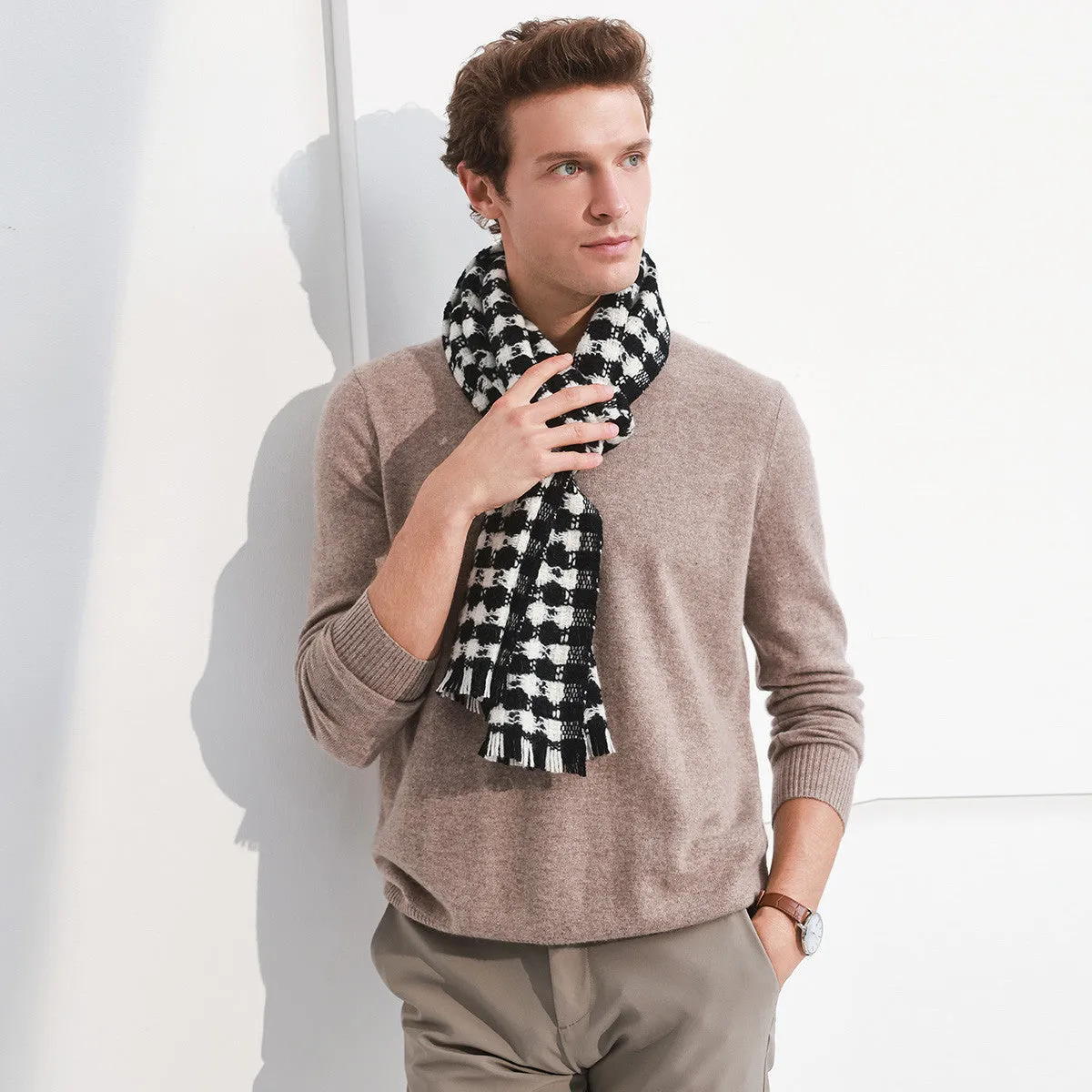 100% Wool Fringe Dense Knit Scarf sold by COMOBOCA product image thumbnail 4