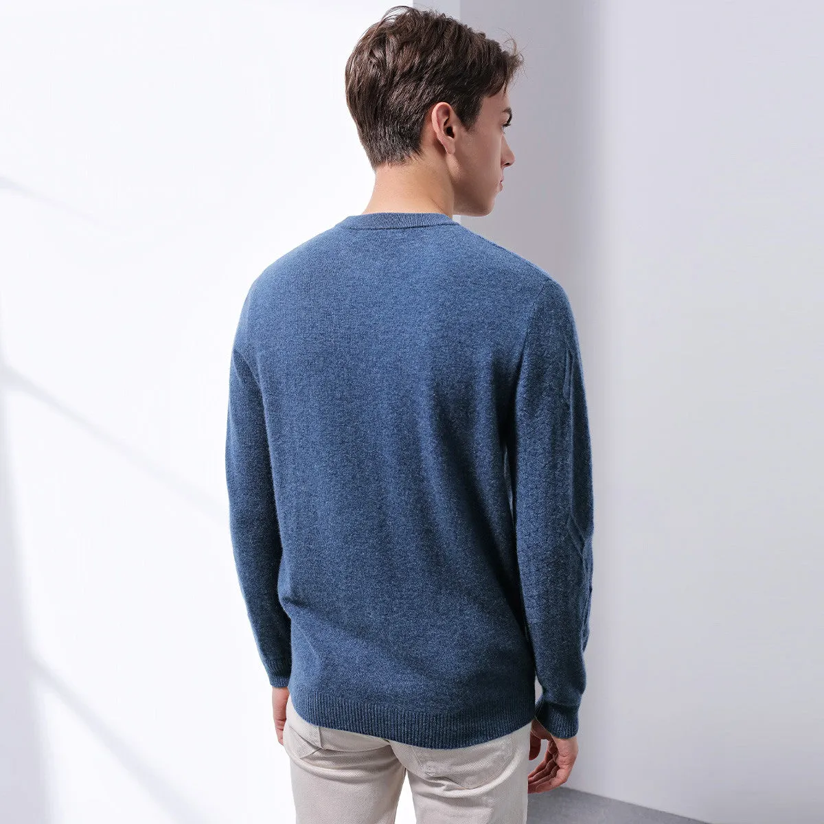 100% Cashmere Mens Round Neck Ribbed Sweater sold by COMOBOCA product image thumbnail 3