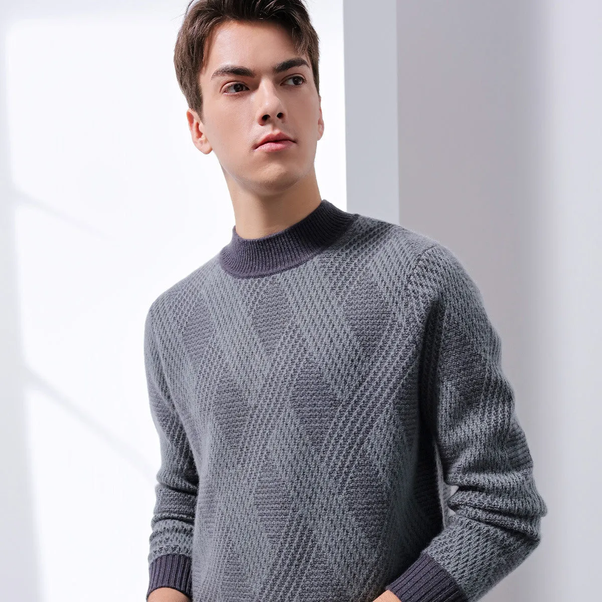 100% Cashmere Mens Ribbed Knit Sweater sold by COMOBOCA product image thumbnail 4