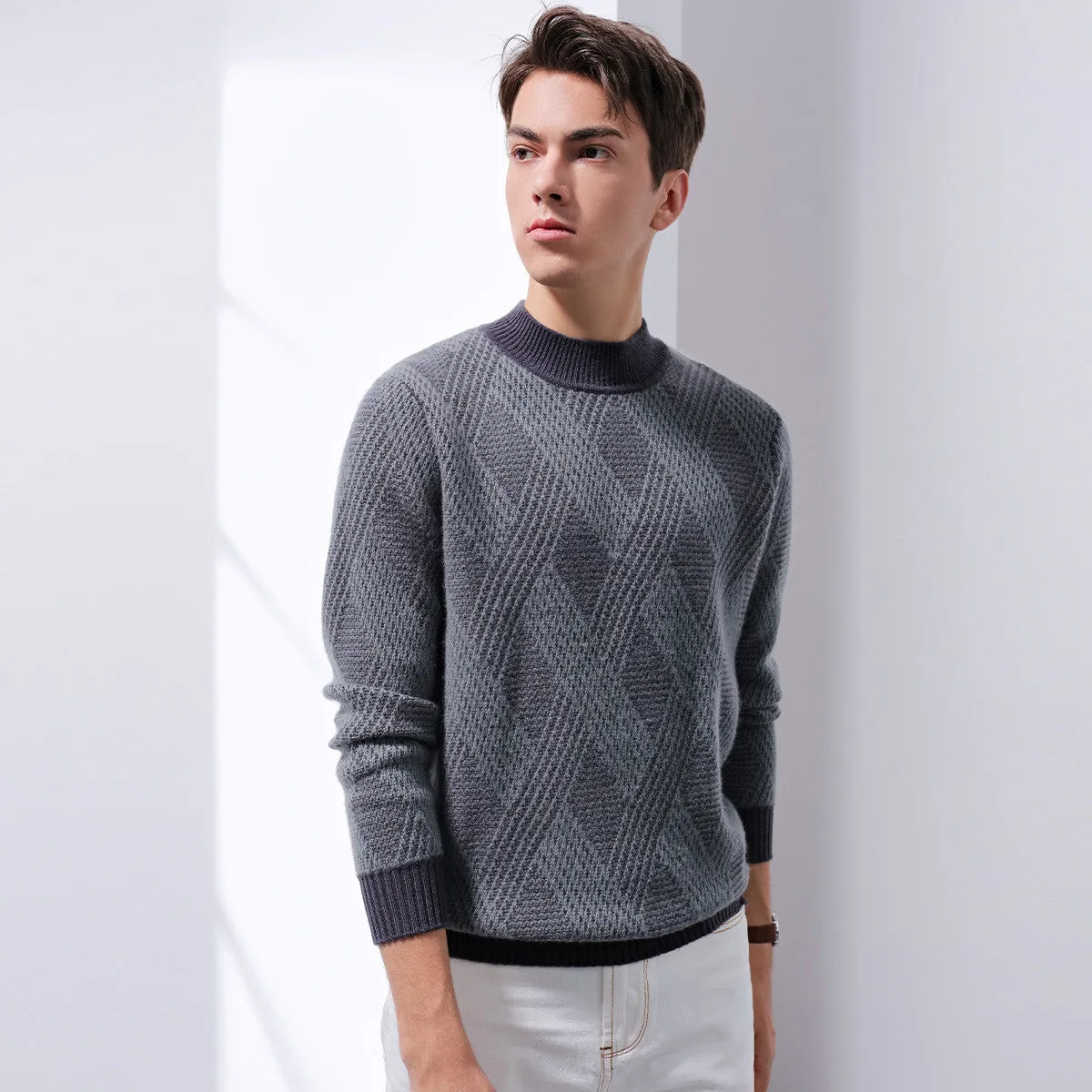 100% Cashmere Mens Ribbed Knit Sweater sold by COMOBOCA product image thumbnail 3