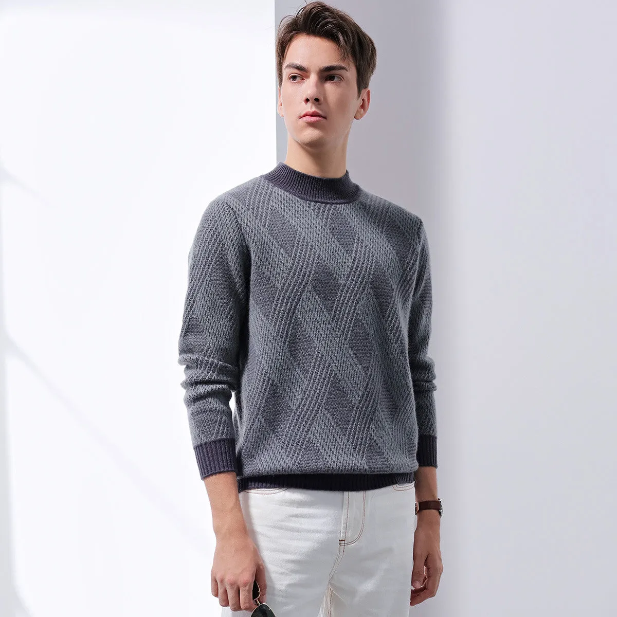 100% Cashmere Mens Ribbed Knit Sweater sold by COMOBOCA