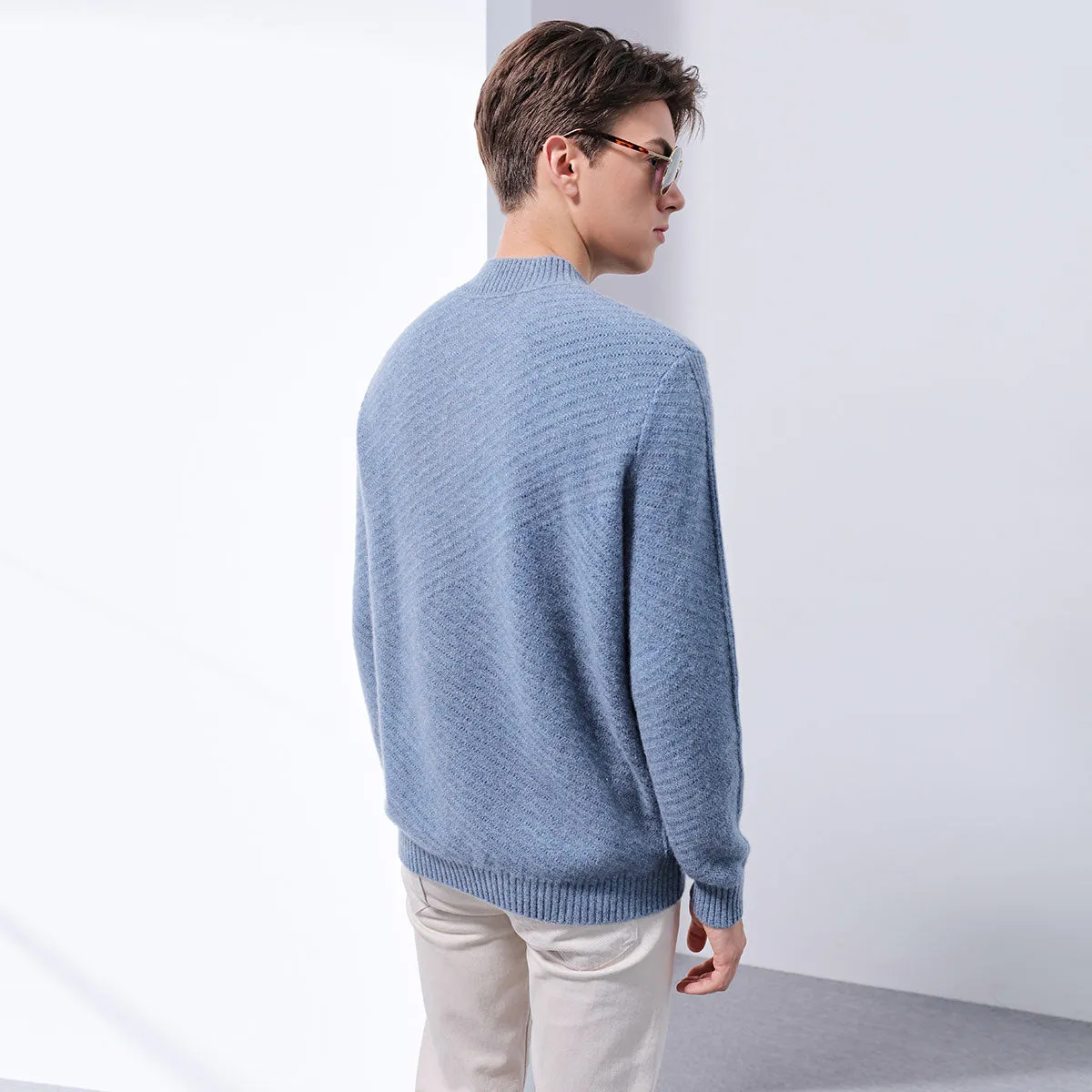 100% Cashmere Mens Twill Knit Ribbed Sweater sold by COMOBOCA product image thumbnail 2