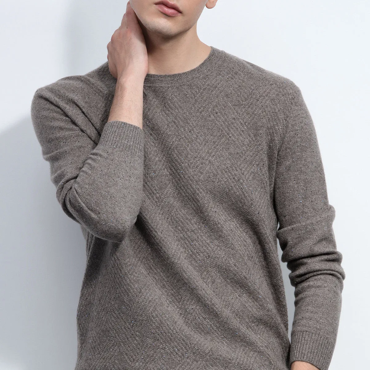 100% Cashmere Mens Round Neck Ribbed Sweater sold by COMOBOCA product image thumbnail 5