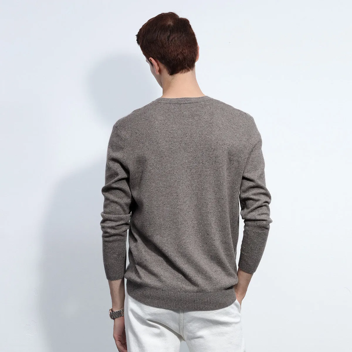 100% Cashmere Mens Round Neck Ribbed Sweater sold by COMOBOCA product image thumbnail 3