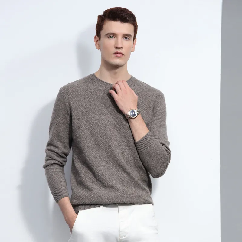 100% Cashmere Mens Round Neck Ribbed Sweater sold by COMOBOCA