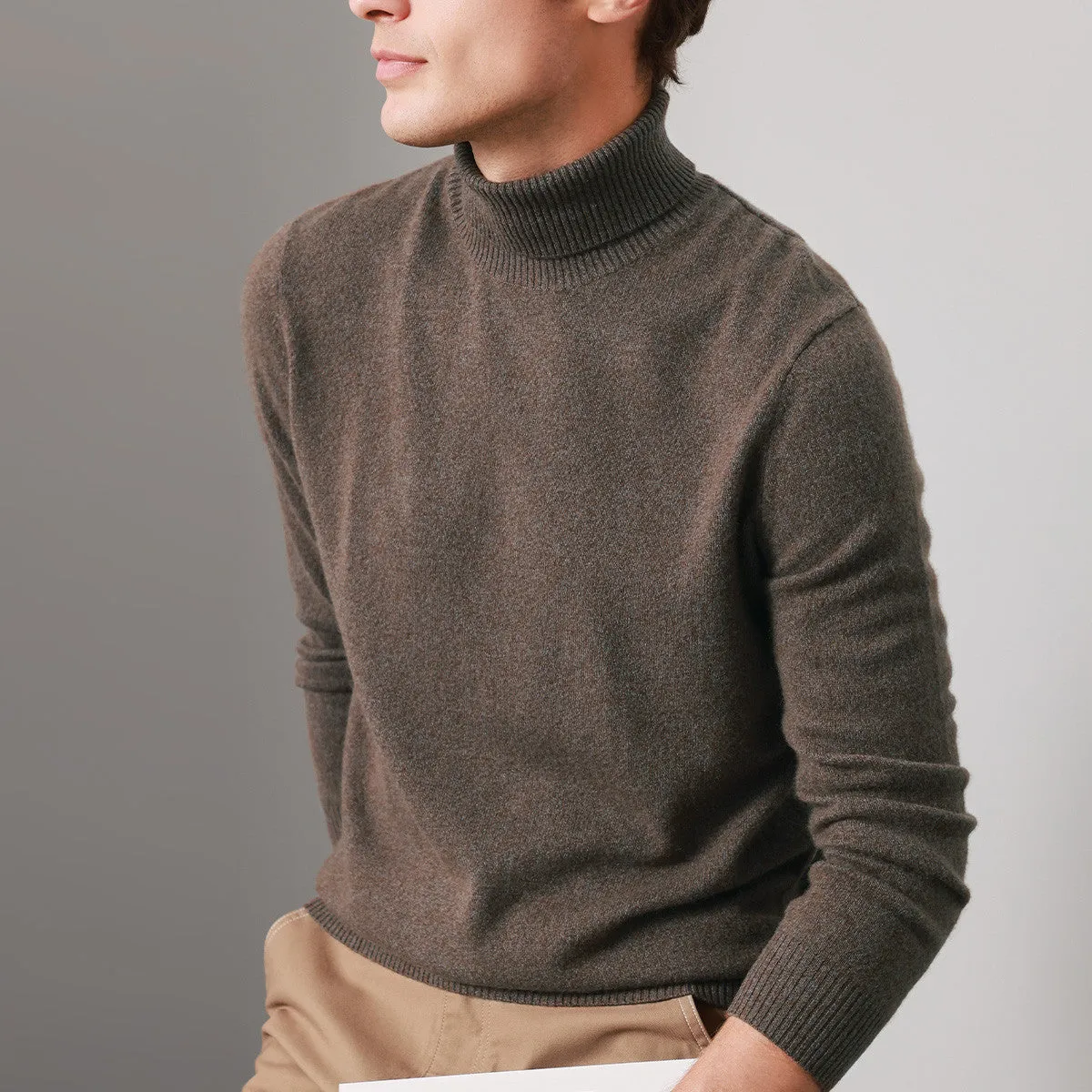 100% Cashmere Men's Ribbed Turtleneck Sweater sold by COMOBOCA product image thumbnail 5