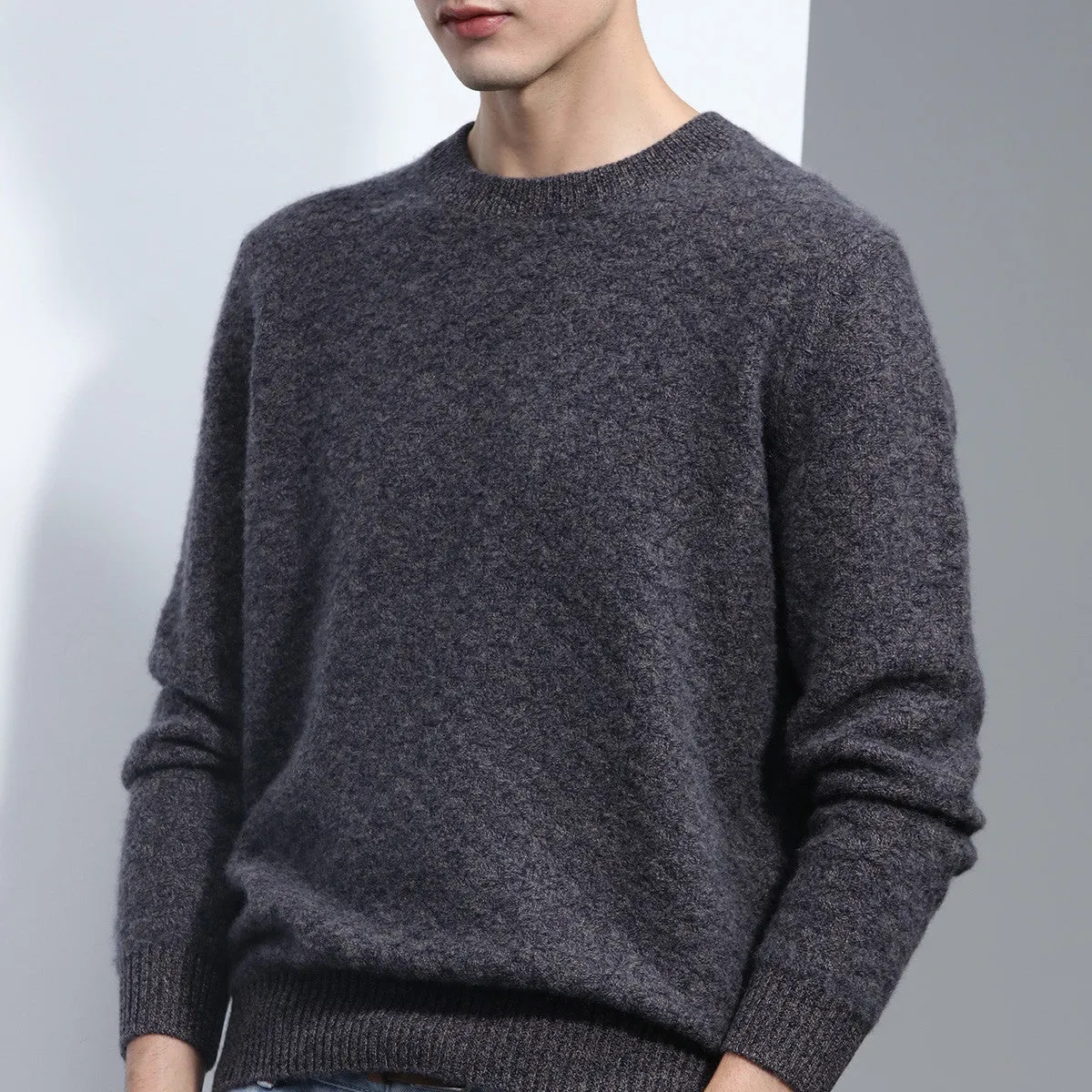 100% Cashmere Mens Ribbed Textured Sweater sold by COMOBOCA product image thumbnail 5